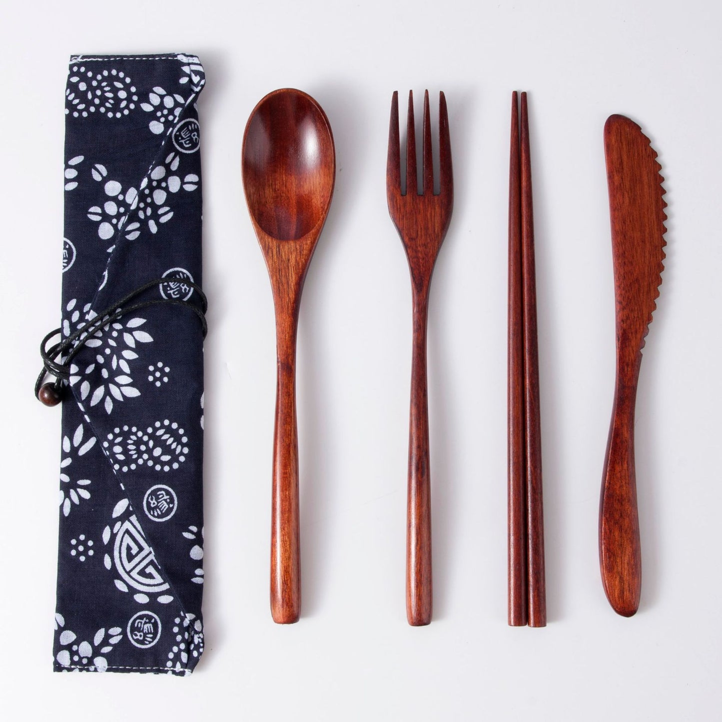 Japanese Style Portable Wooden Tableware Set - Spoons, Forks, Chopsticks