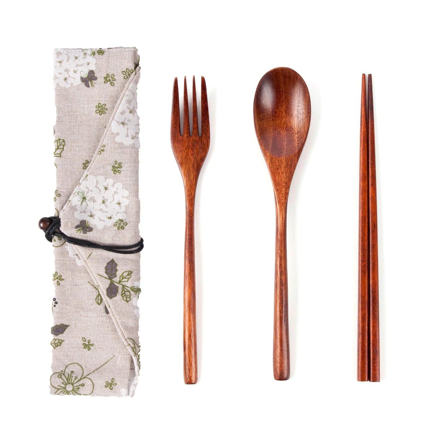 Japanese Style Portable Wooden Tableware Set - Spoons, Forks, Chopsticks