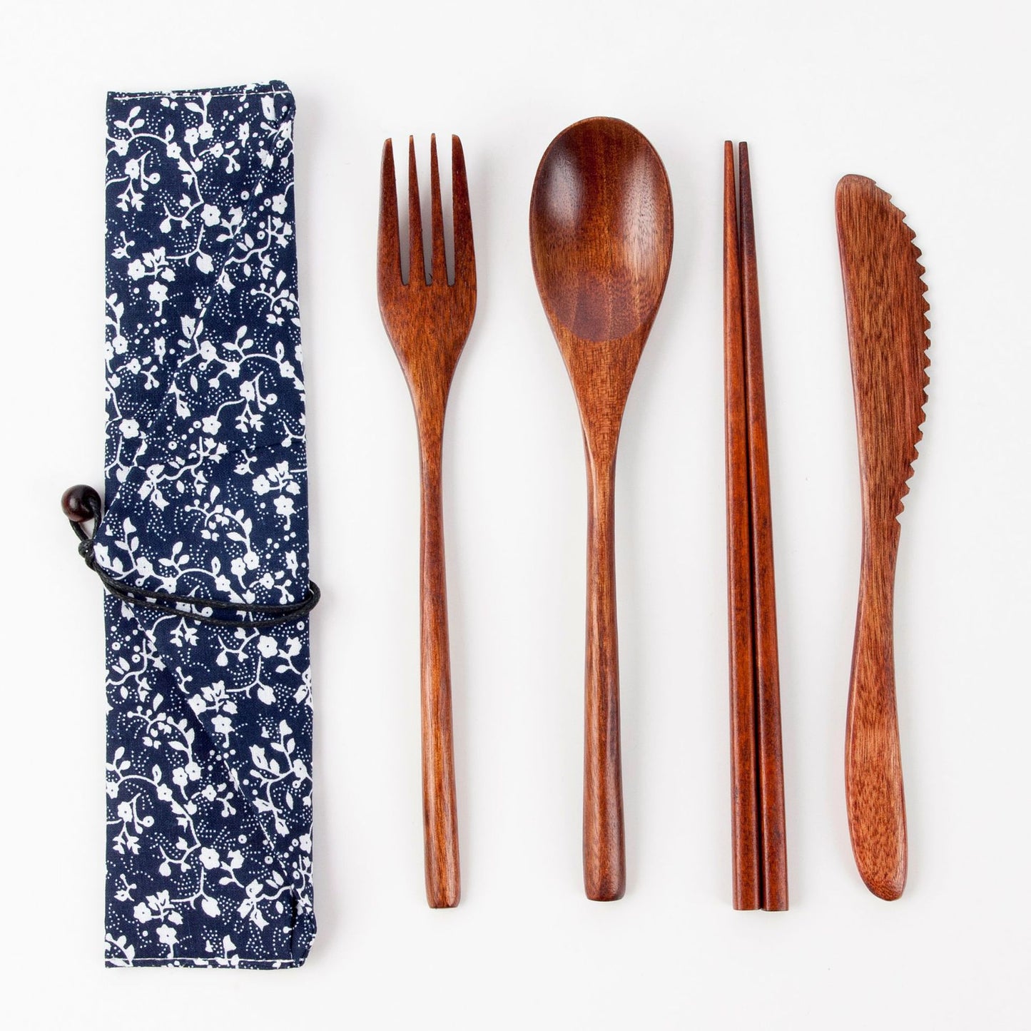 Japanese Style Portable Wooden Tableware Set - Spoons, Forks, Chopsticks