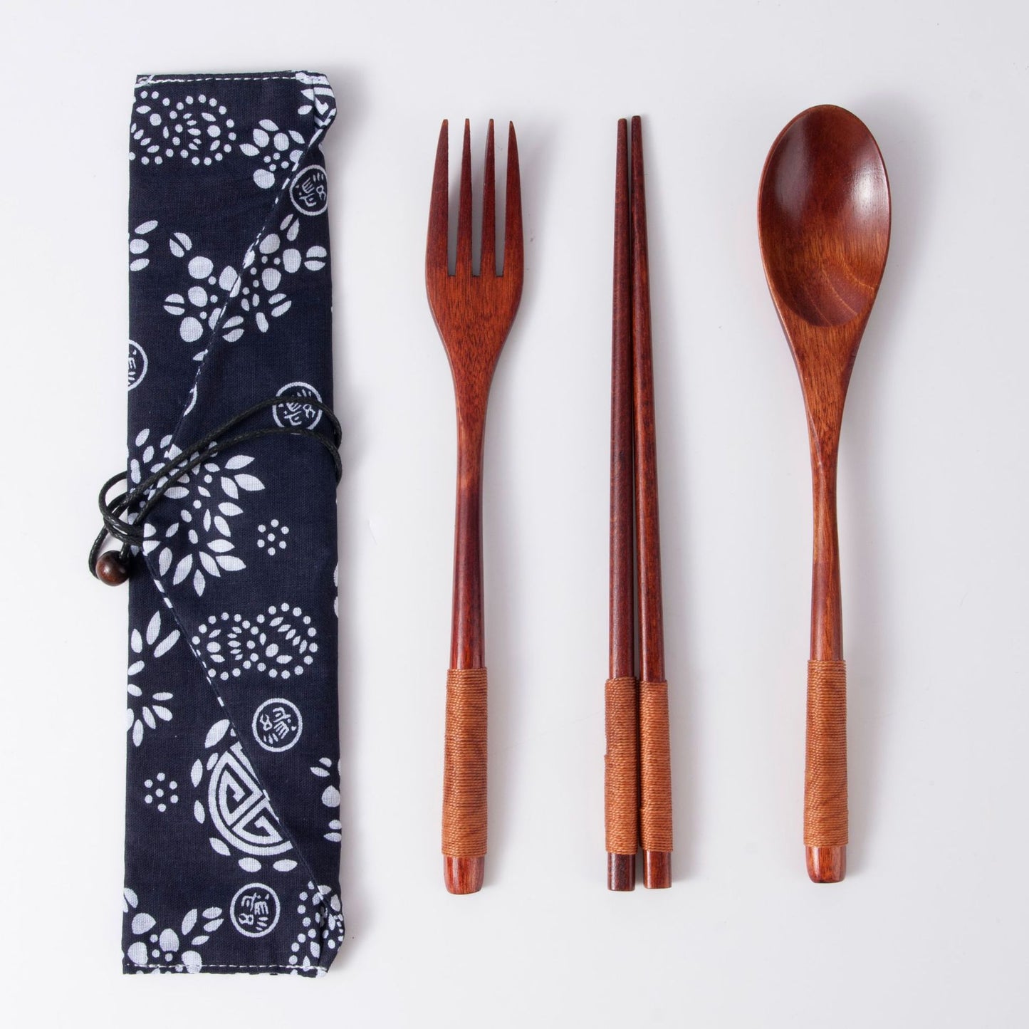 Japanese Style Portable Wooden Tableware Set - Spoons, Forks, Chopsticks