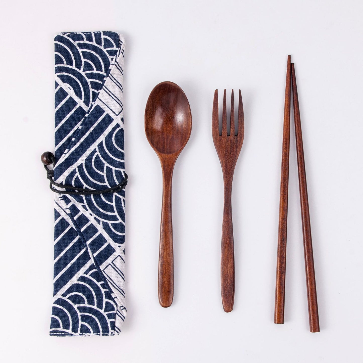 Japanese Style Portable Wooden Tableware Set - Spoons, Forks, Chopsticks