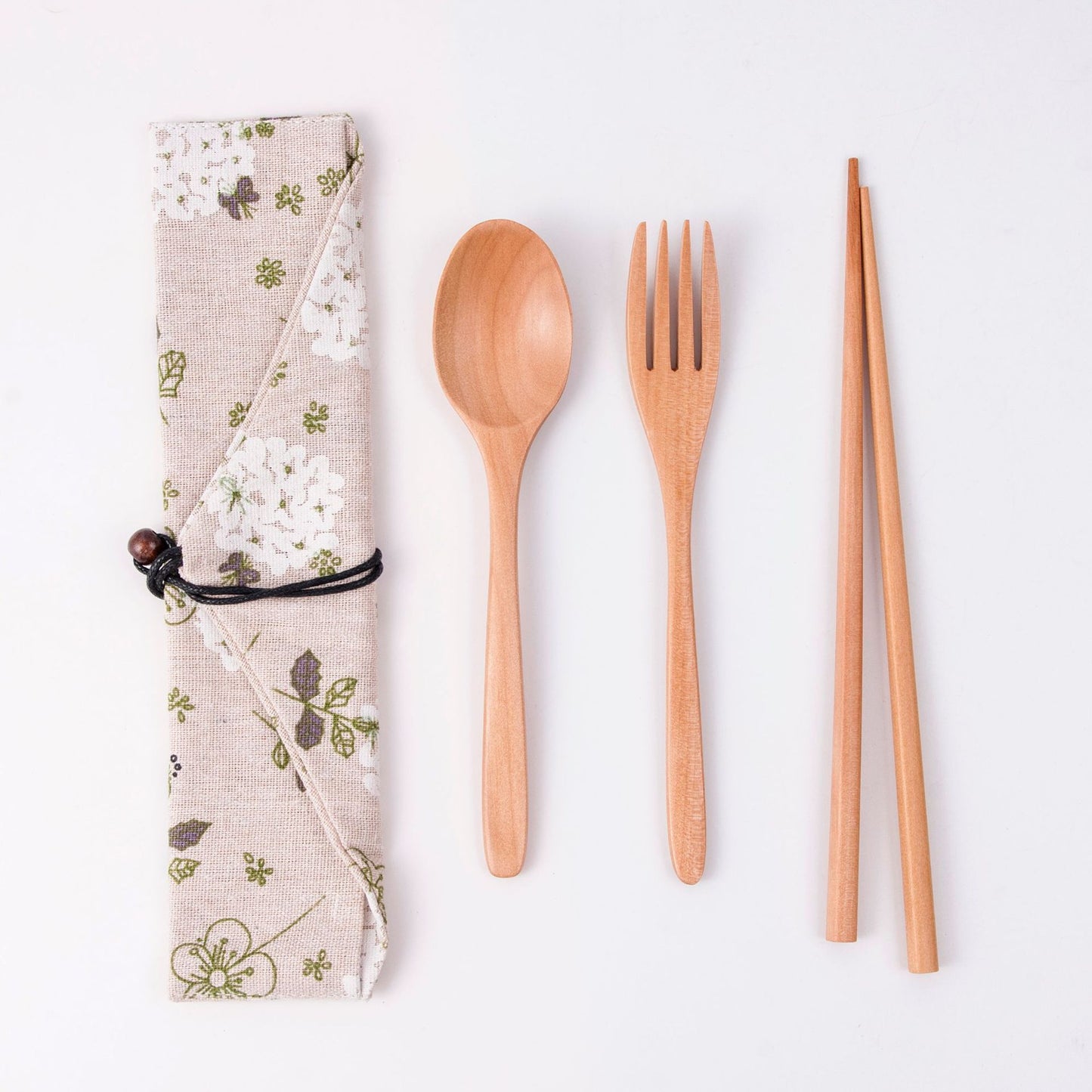 Japanese Style Portable Wooden Tableware Set - Spoons, Forks, Chopsticks