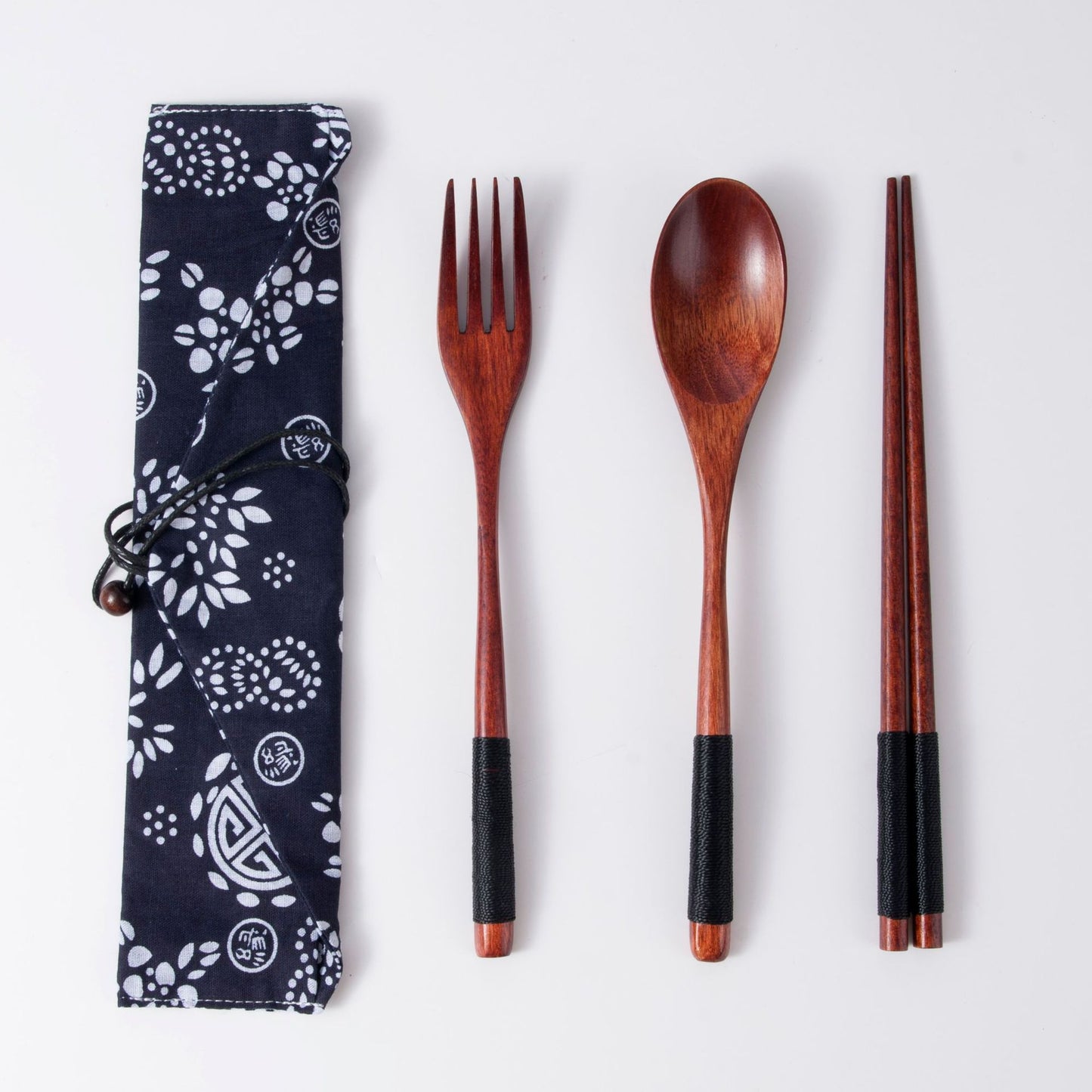 Japanese Style Portable Wooden Tableware Set - Spoons, Forks, Chopsticks