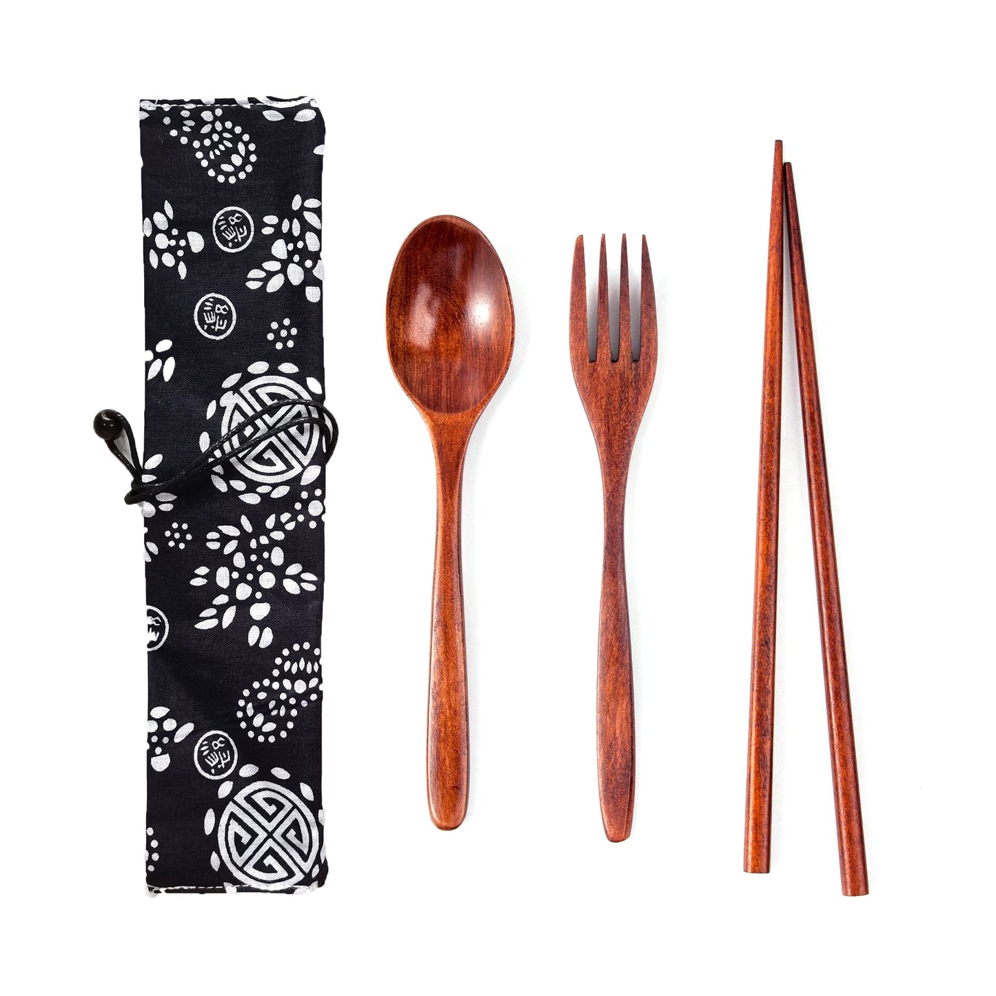 Japanese Style Portable Wooden Tableware Set - Spoons, Forks, Chopsticks