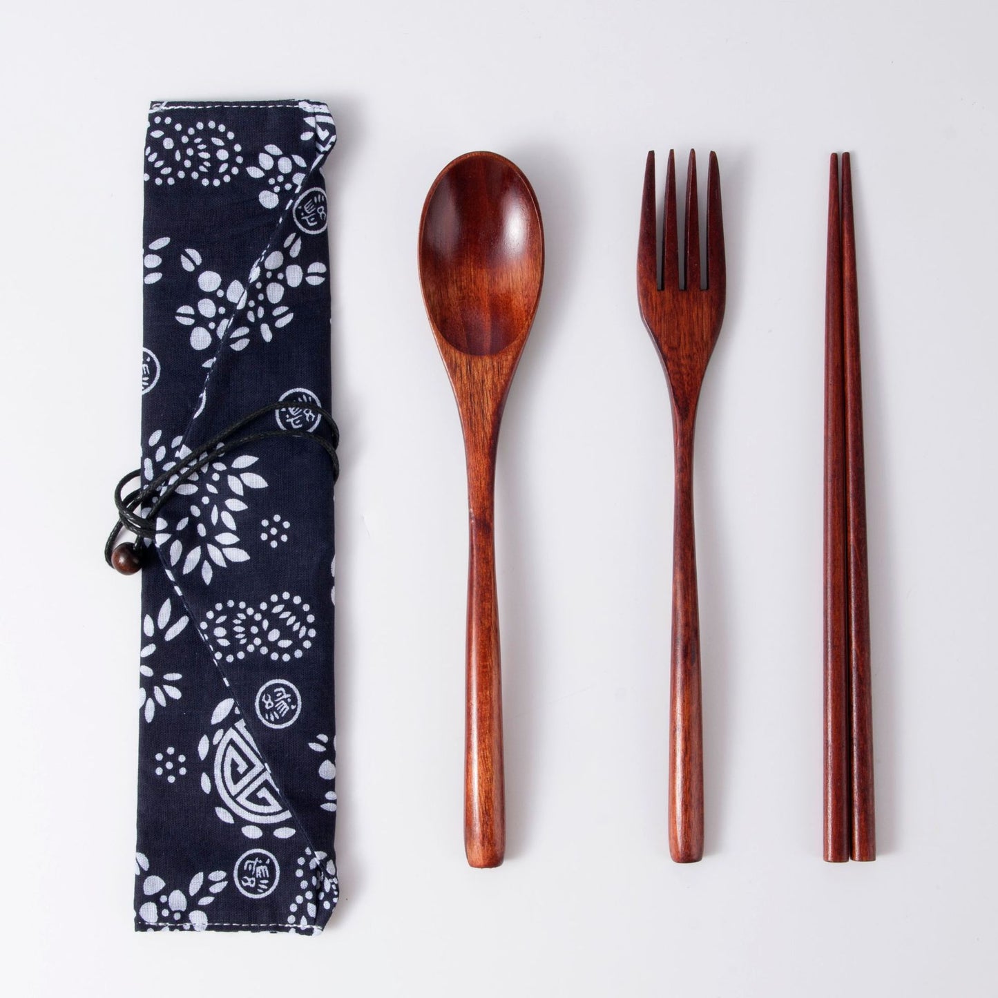 Japanese Style Portable Wooden Tableware Set - Spoons, Forks, Chopsticks