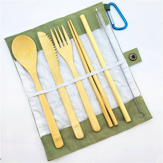 7PCS Portable Eco-Friendly Bamboo Cutlery Set
