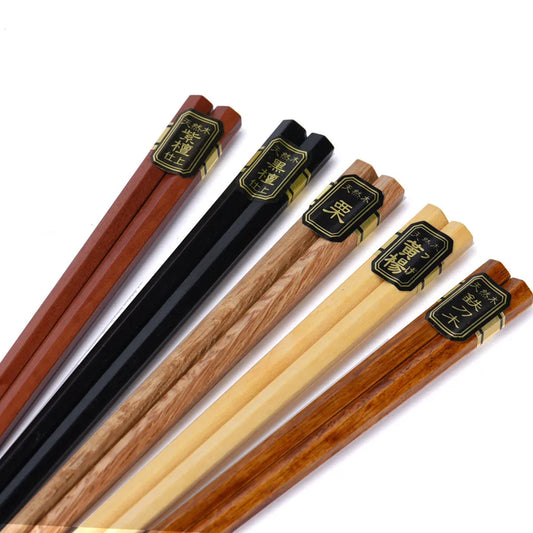 5 Pairs Japanese Style Natural Beech Wood Chopsticks