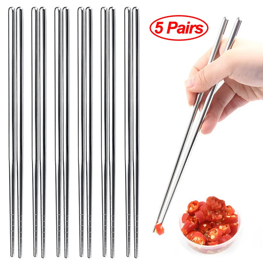 Stainless Steel Non-Slip Chopsticks Set – Korean & Japanese Style