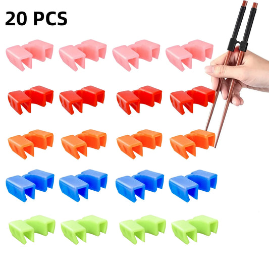 20pcs Reusable Non-Slip Chopstick Helpers for Adults & Beginners